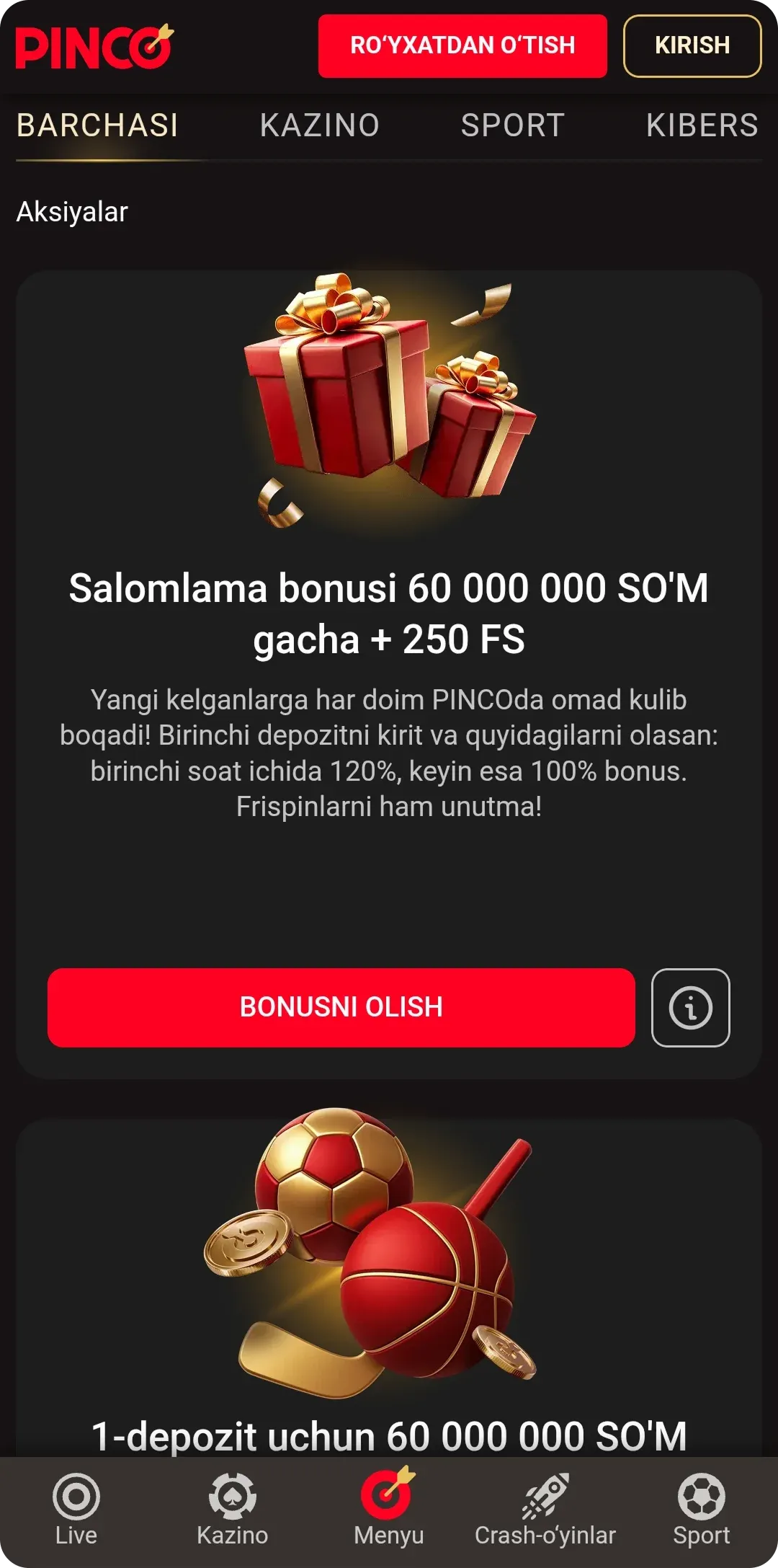 Bonuslar va aktsiyalar